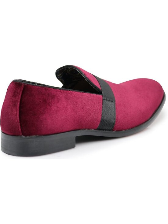 Alberto Feilini Men\'s Burgundy Vintage Velvet Loafer Tuxedo Slip On Formal Shoes main image 6